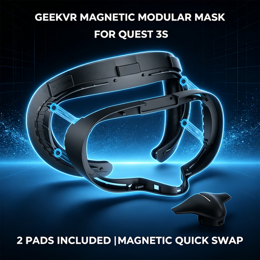 GEEKVR Modular Magnetic Mask for Meta Quest 3S – Quick-Swap PU & Fabric Face Pads