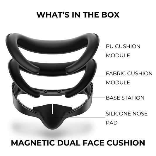 GEEKVR Modular Magnetic Mask for Meta Quest 3S – Quick-Swap PU & Fabric Face Pads