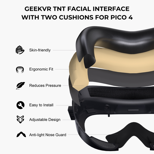 GEEKVR Face Cover für Pico 4 mit Zwei Gesichtspolstern, erweiterbar auf Head Strap, lichtblockierendem Design und starken Magneten, Komfortables Zubehör für Pico 4 VR