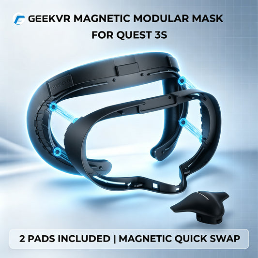 GEEKVR Modular Magnetic Mask for Meta Quest 3S – Quick-Swap PU & Fabric Face Pads